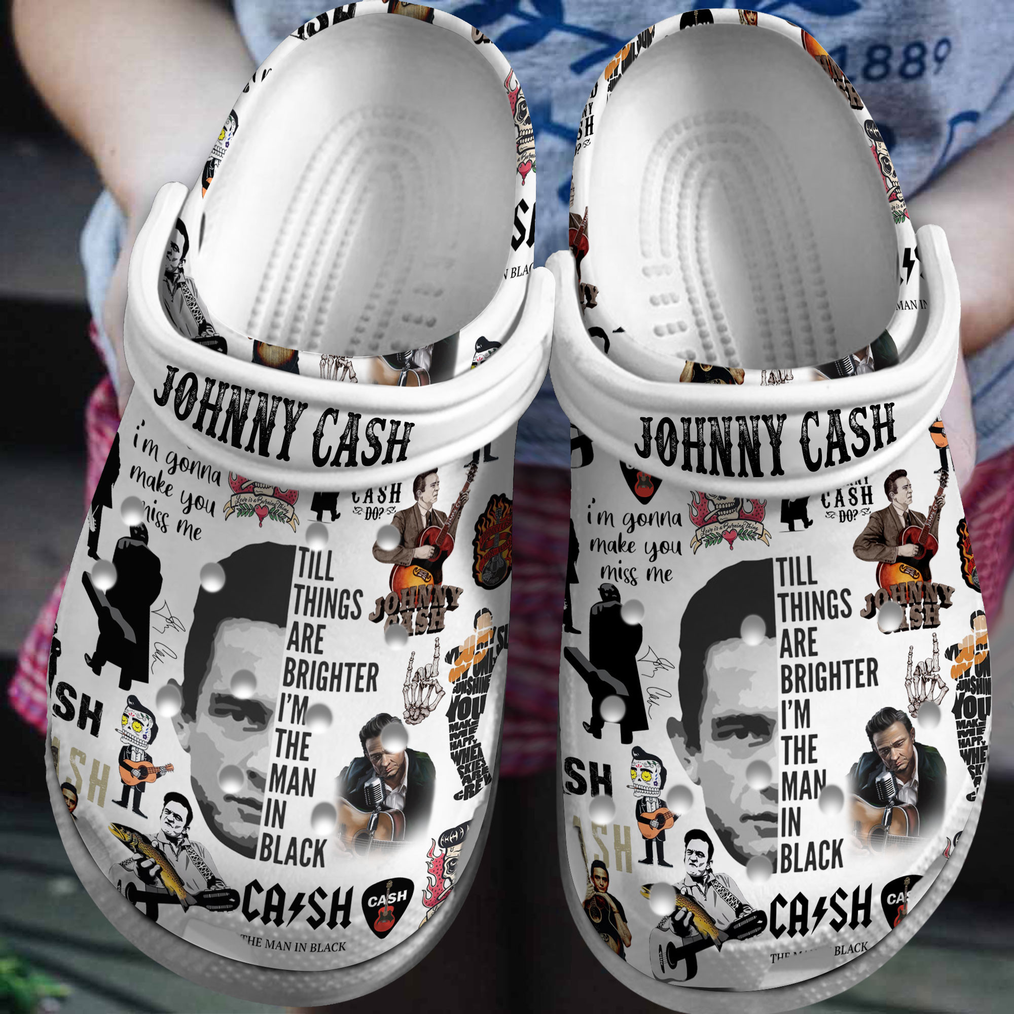Premium Johnny Cash Music Crocs Crocband Clogs Shoes Comfortable For Men Women and Kids
