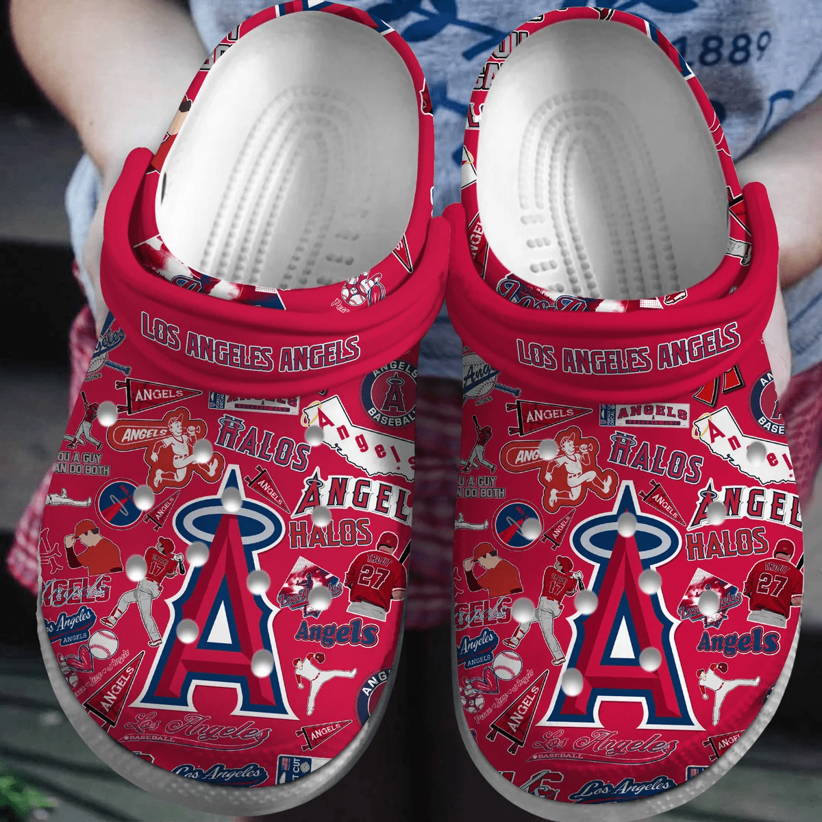 Footwearmerch Los Angeles Angels Baseball team MLB Sport Crocs Clogs Crocband Shoes Comfortable For Men Women and Kids