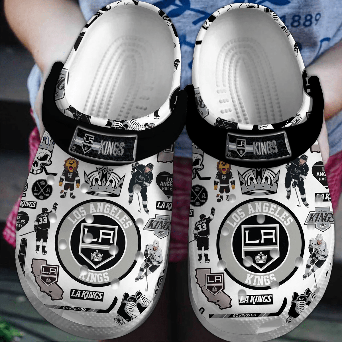 Footwearmerch Los Angeles Kings Ice hockey team NHL Sport Crocs Clogs Crocband Shoes Comfortable For Men Women and Kids