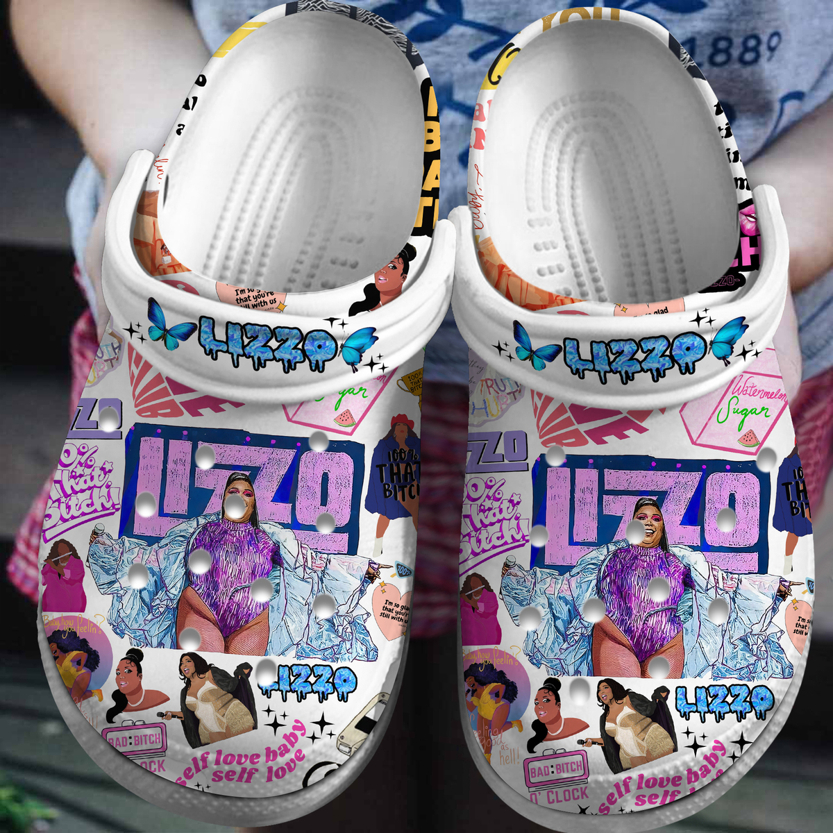 Footwearmerch Lizzo Rapper Singer Music Crocs Crocband Clogs Shoes Comfortable For Men Women and Kids
