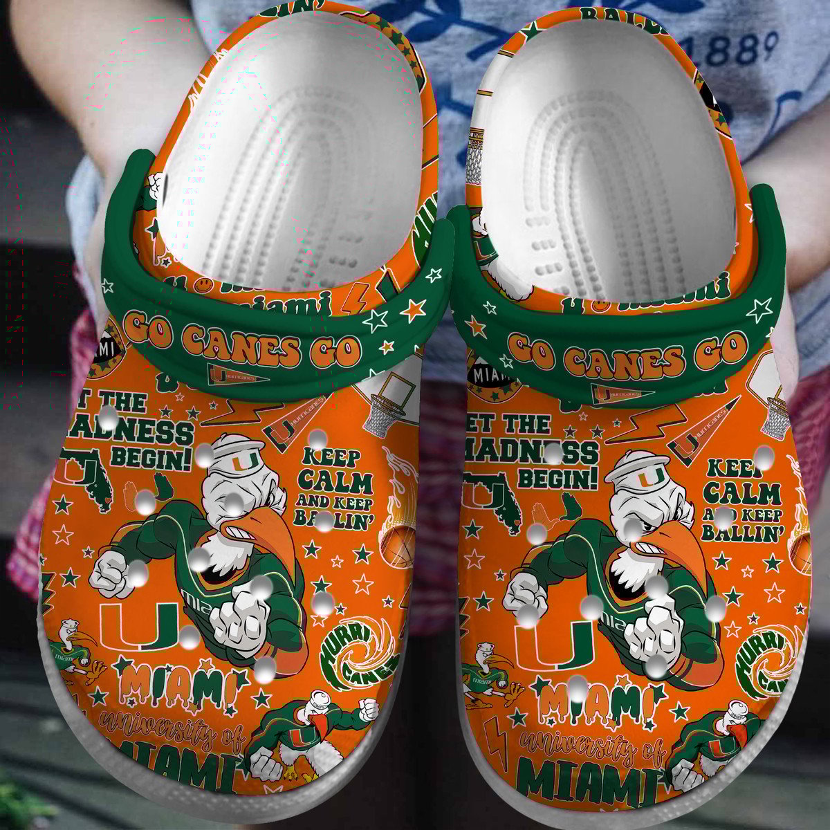 Footwearmerch Miami Hurricanes NCAA Sport Crocs Clogs Crocband Shoes Comfortable For Men Women and Kids