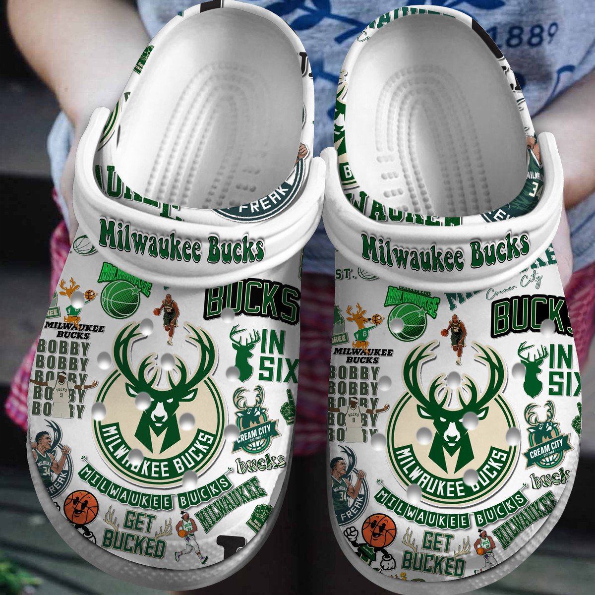 Footwearmerch Milwaukee Bucks Basketball team NBA Sport Crocs Clogs Crocband Shoes Comfortable For Men Women and Kids