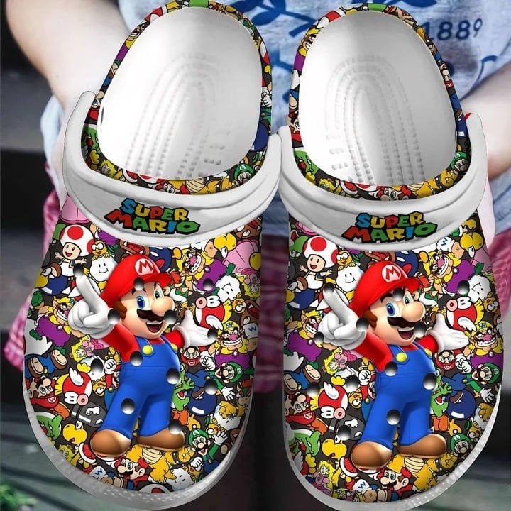 Footwearmerch Super Mario Game Crocs Crocband Clogs Shoes Comfortable For Men Women and Kids