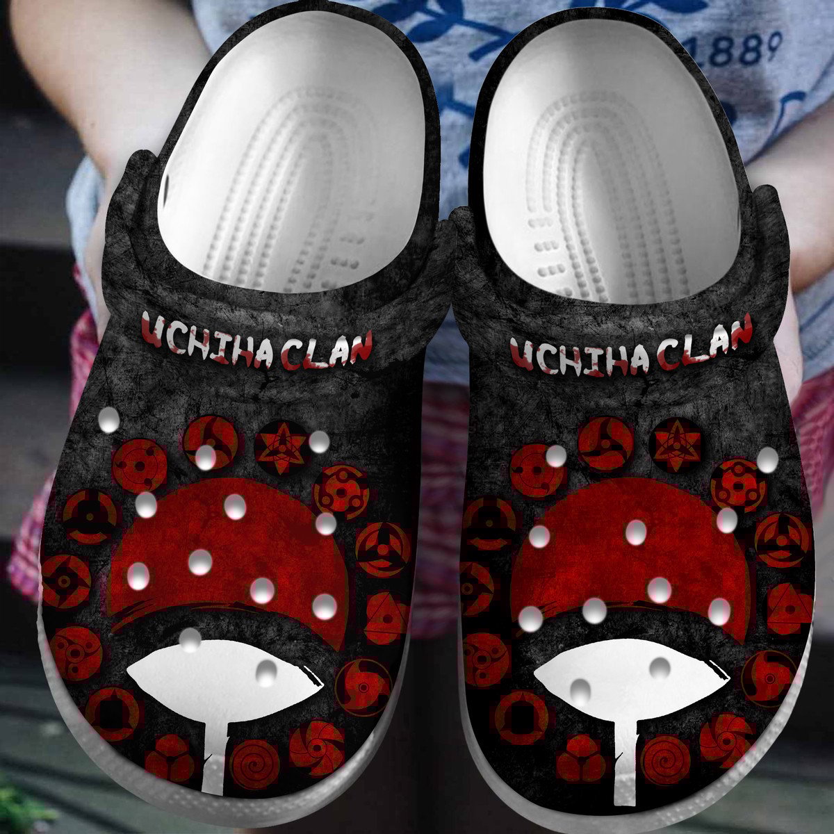 Footwearmerch Uchiha Clan Naruto Anime Cartoon Crocs Crocband Clogs Shoes Comfortable For Men Women and Kids