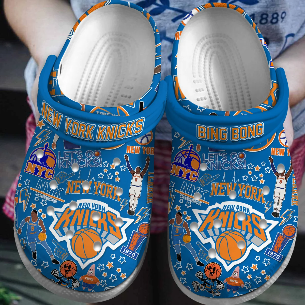 Footwearmerch New York Knicks Basketball team NBA Sport Crocs Clogs Shoes Crocband Comfortable For Men Women and Kids