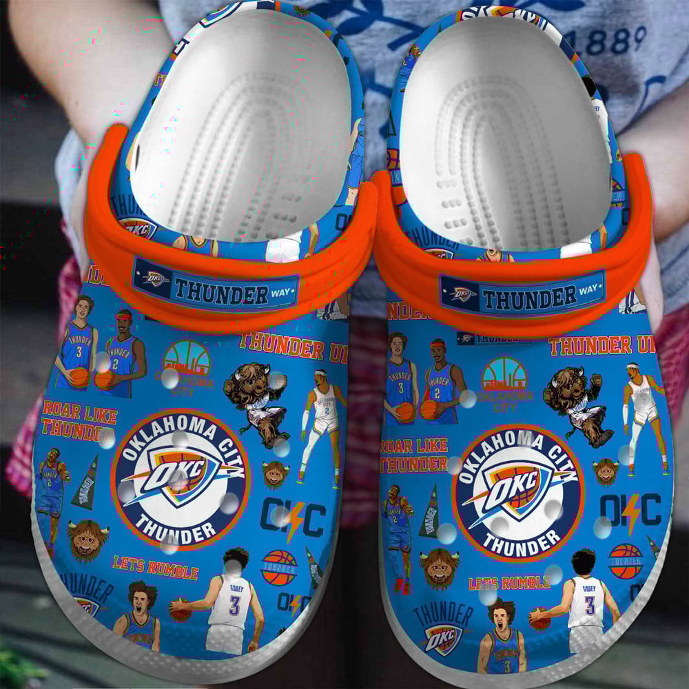 Footwearmerch Oklahoma City Thunder NBA Crocs Crocband Clogs Shoes Comfortable For Men Women and Kids