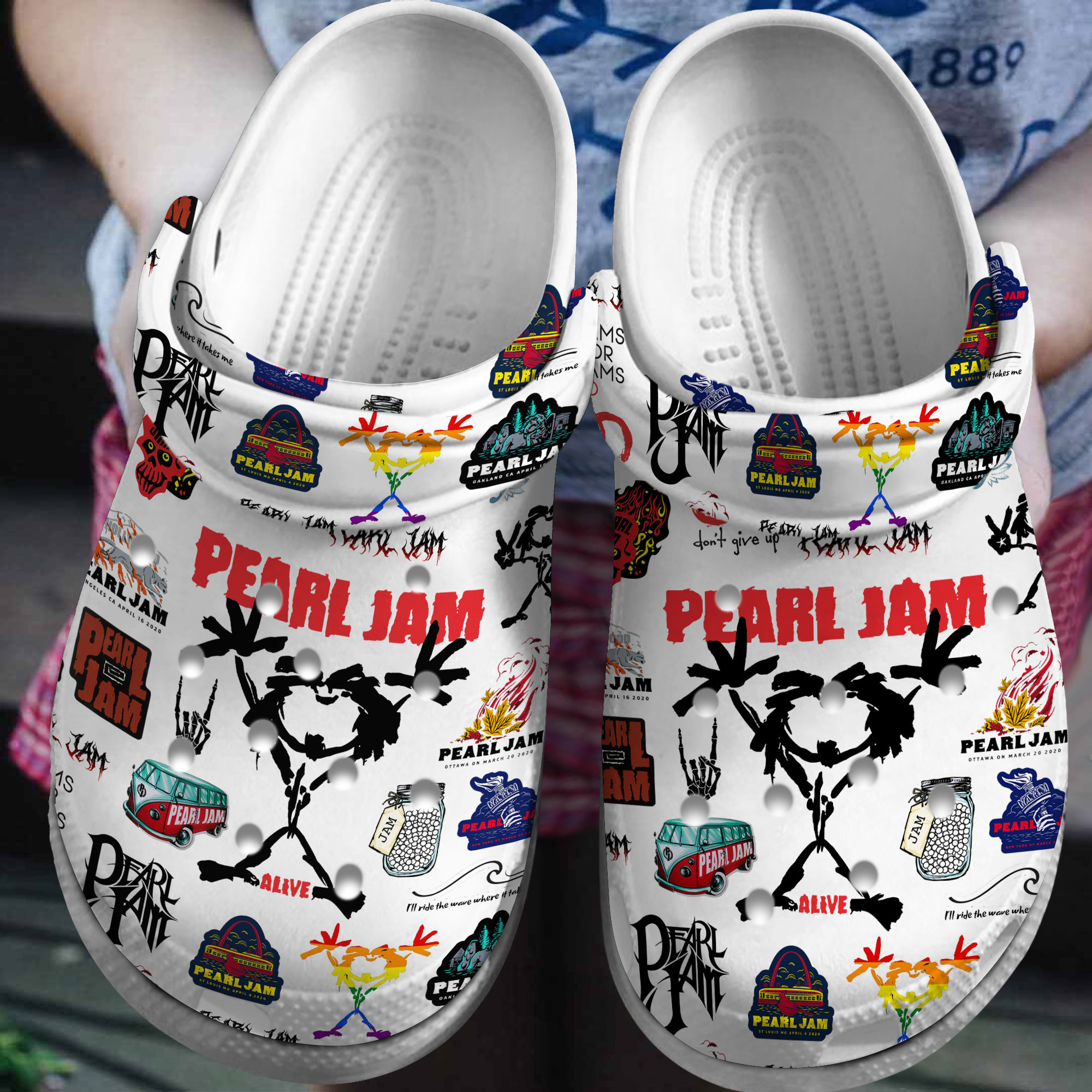 Premium Pearl Jam Music Crocs Crocband Clogs Shoes Comfortable For Men Women and Kids