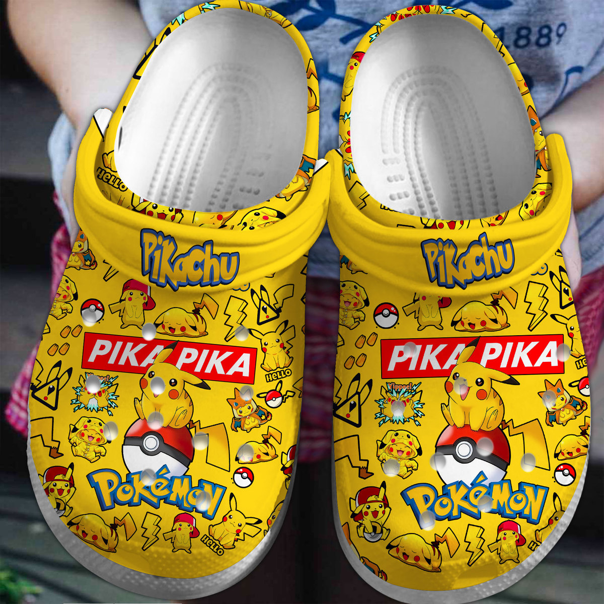 Footwearmerch Pikachu Pokemon Anime Cartoon Crocs Crocband Clogs Shoes Comfortable For Men Women and Kids