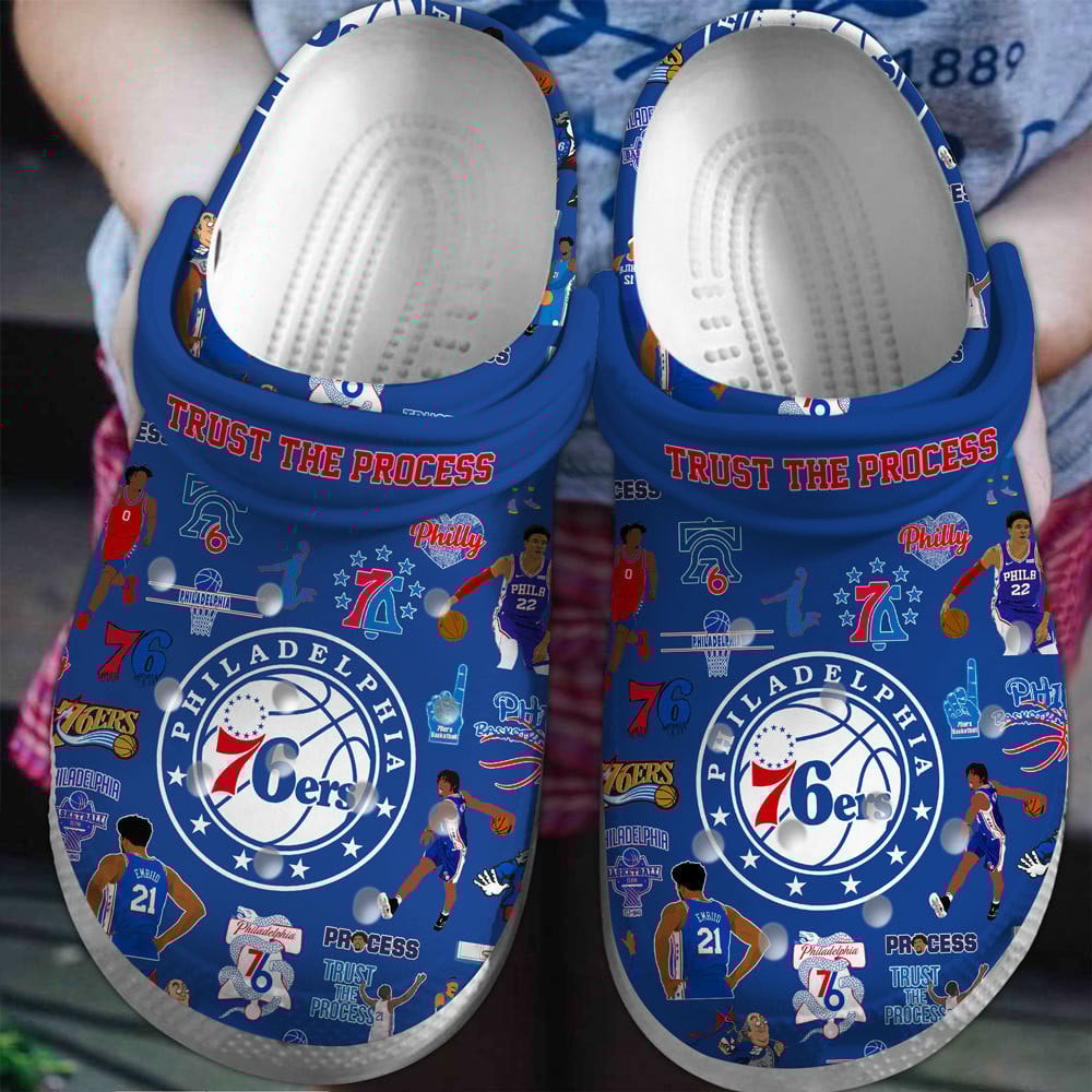 Footwearmerch Philadelphia 76ers Basketball team NBA Sport Crocs Clogs Crocband Shoes Comfortable For Men Women and Kids