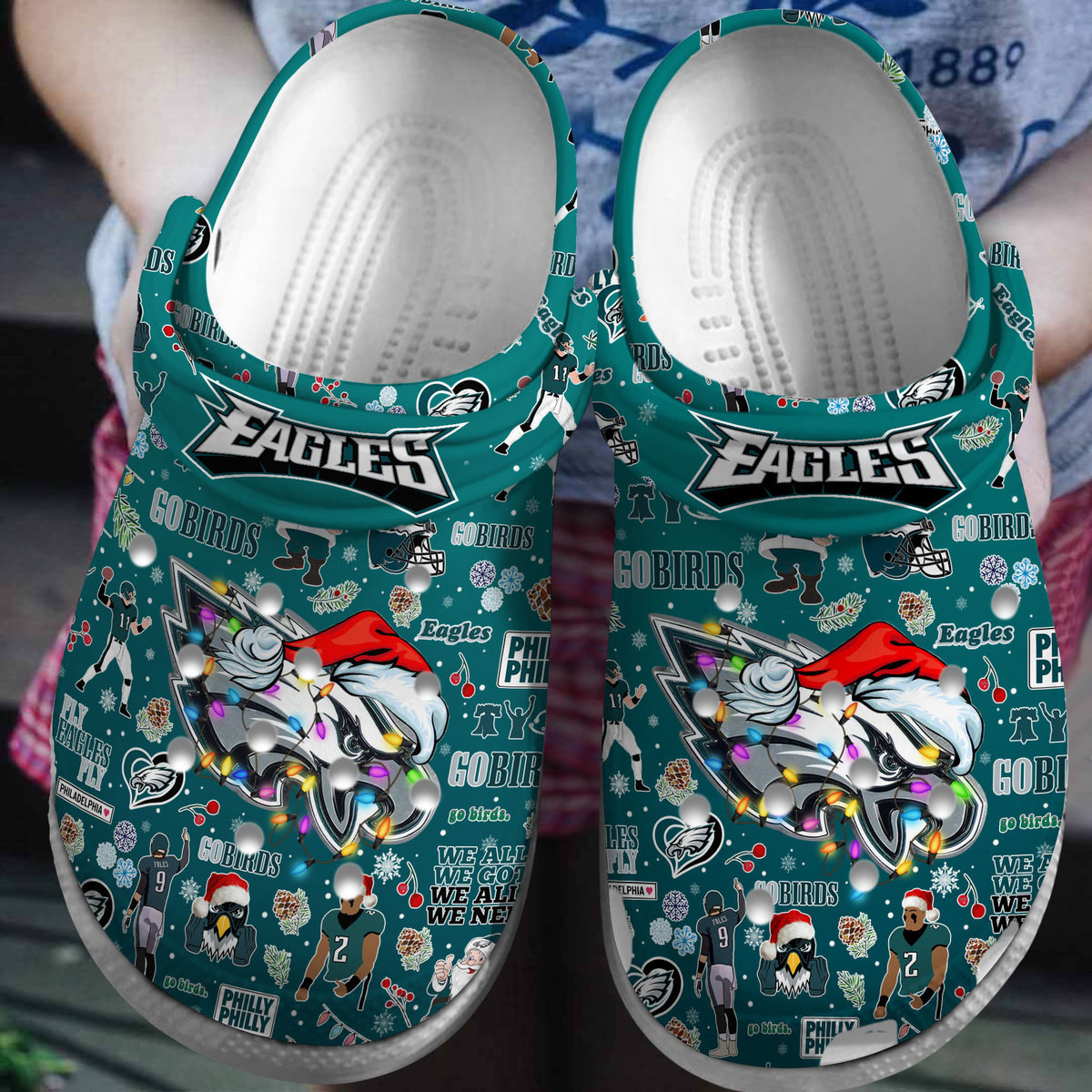 Footwearmerch Philadelphia Eagles NFL Crocs Crocband Clogs Shoes Comfortable For Men Women and Kids