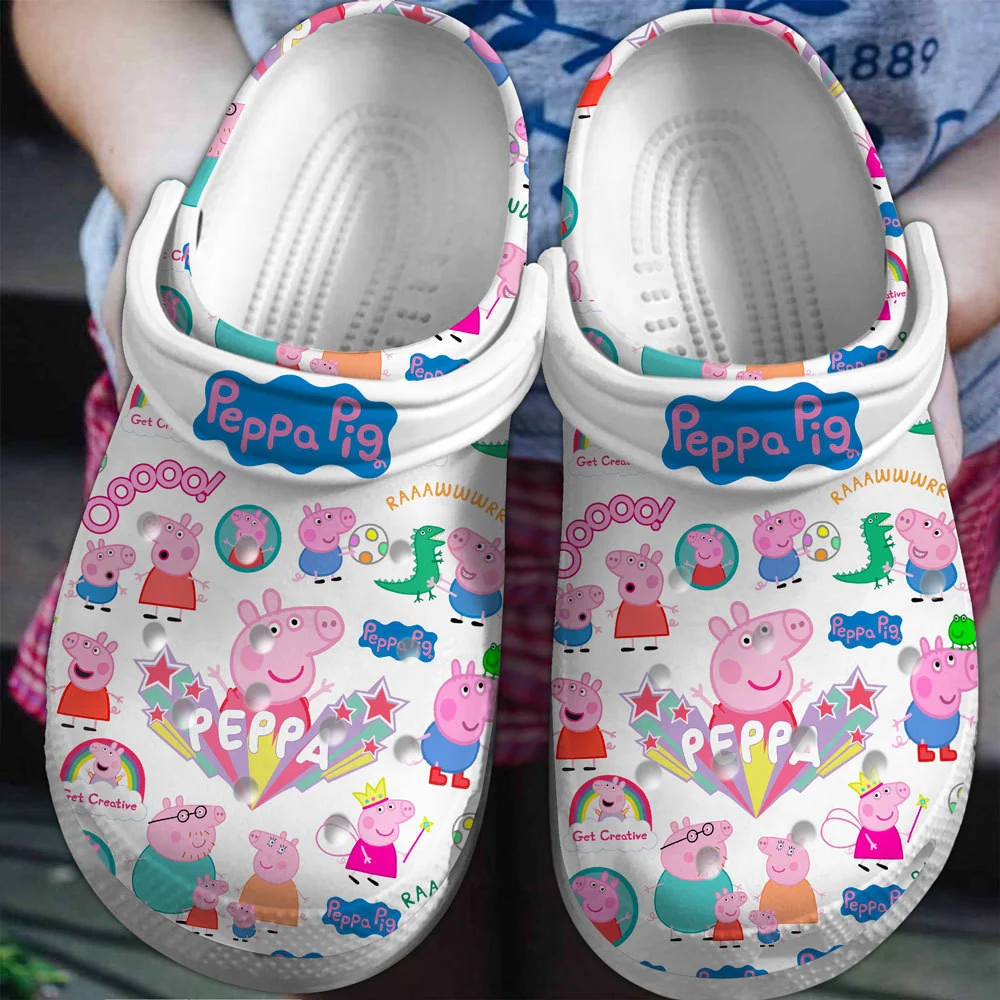 Footwearmerch Peppa Pig Cartoon Crocs Crocband Clogs Shoes Comfortable For Men Women and Kids