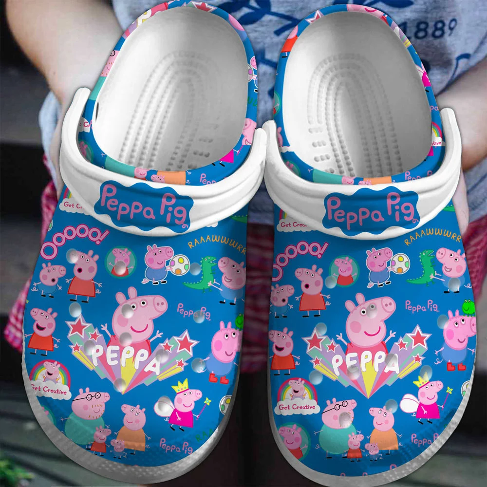 Footwearmerch Peppa Pig Cartoon Crocs Crocband Clogs Shoes Comfortable For Men Women and Kids