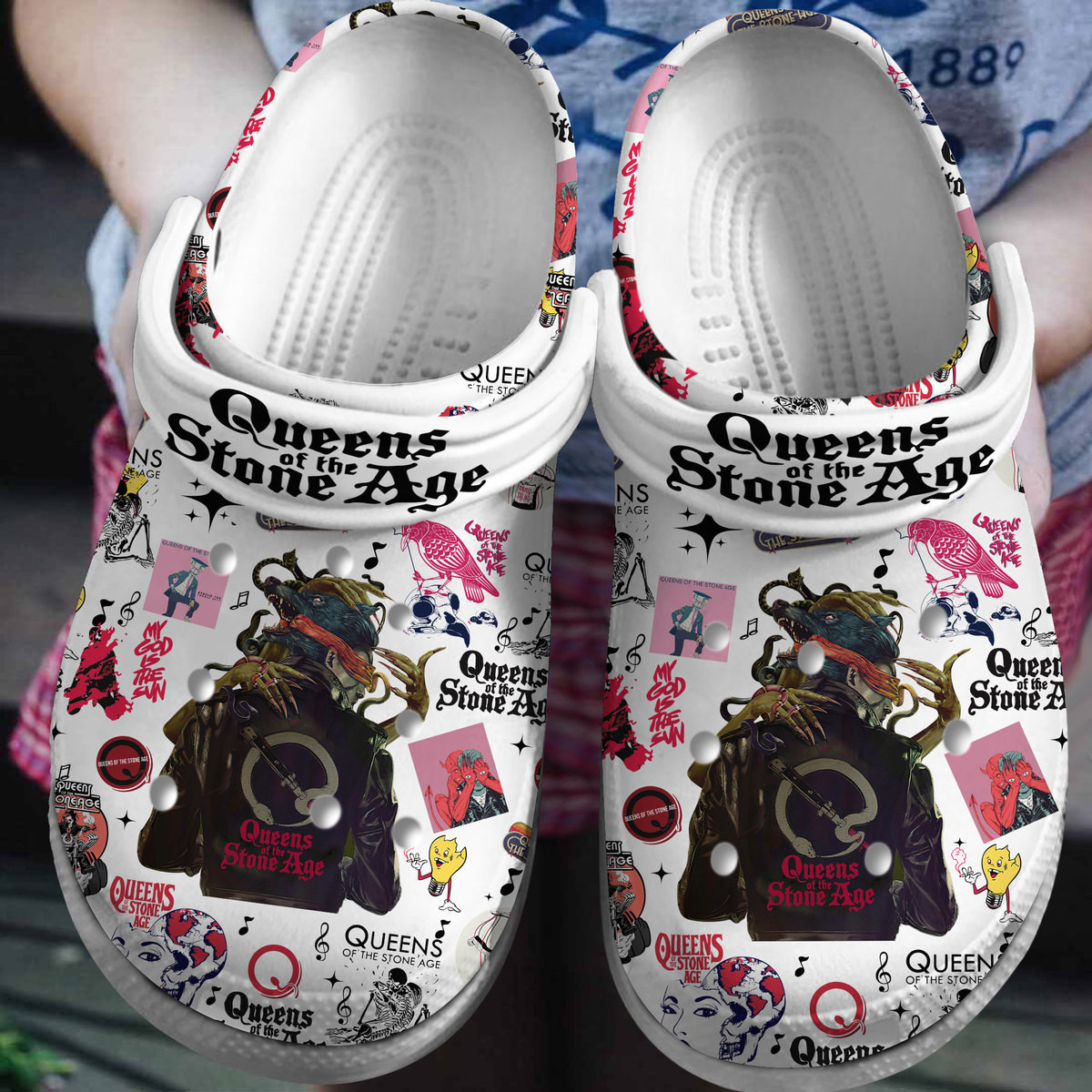 Premium Queens Of The Stone Age Music Crocs Crocband Clogs Shoes Comfortable For Men Women and Kids