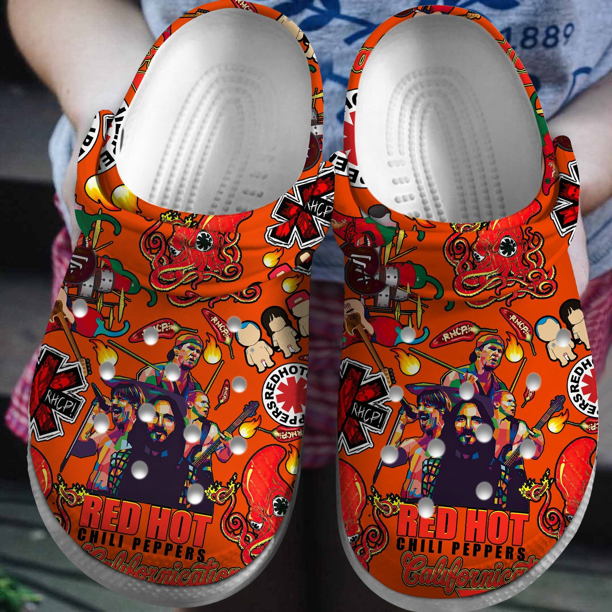 Footwearmerch Red Hot Chili Peppers Rock Band Music Crocs Crocband Clogs Shoes Comfortable For Men Women and Kids