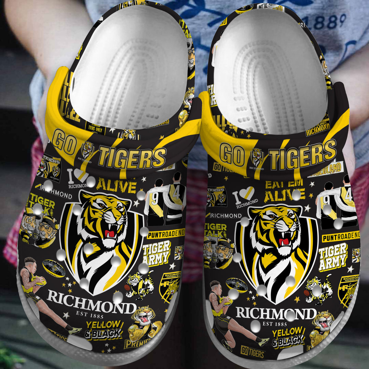 Premium Richmond AFL Sport Crocs Crocband Clogs Shoes Comfortable For Men Women and Kids