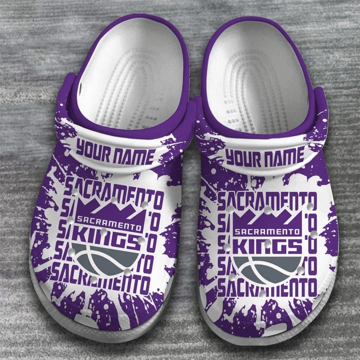 Footwearmerch Sacramento Kings Basketball team NBA Sport Custom Name Crocs Clogs Crocband Shoes Comfortable For Men Women and Kids