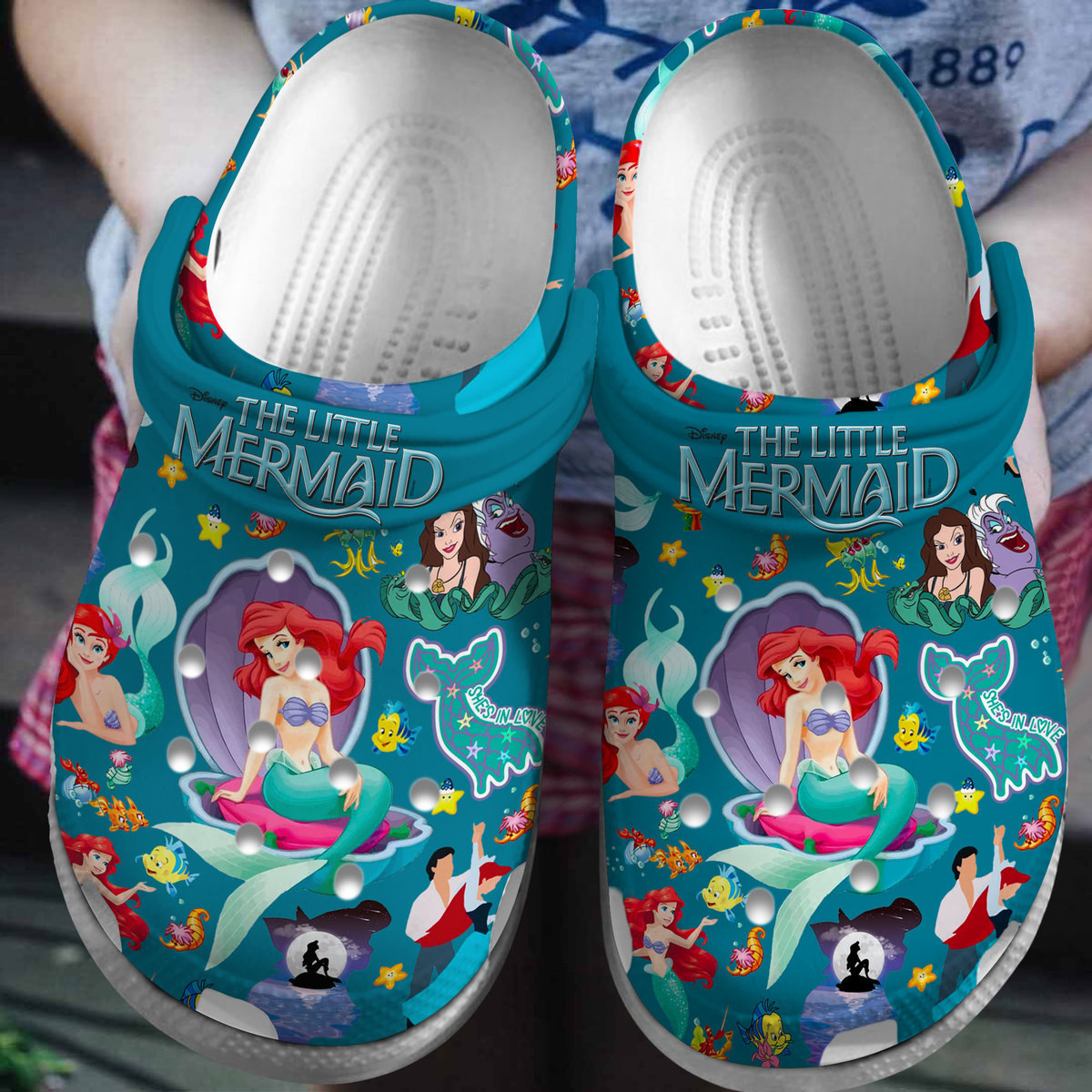 Premium The Little Mermaid Cartoon Crocs Crocband Clogs Shoes Comfortable For Men Women and Kids