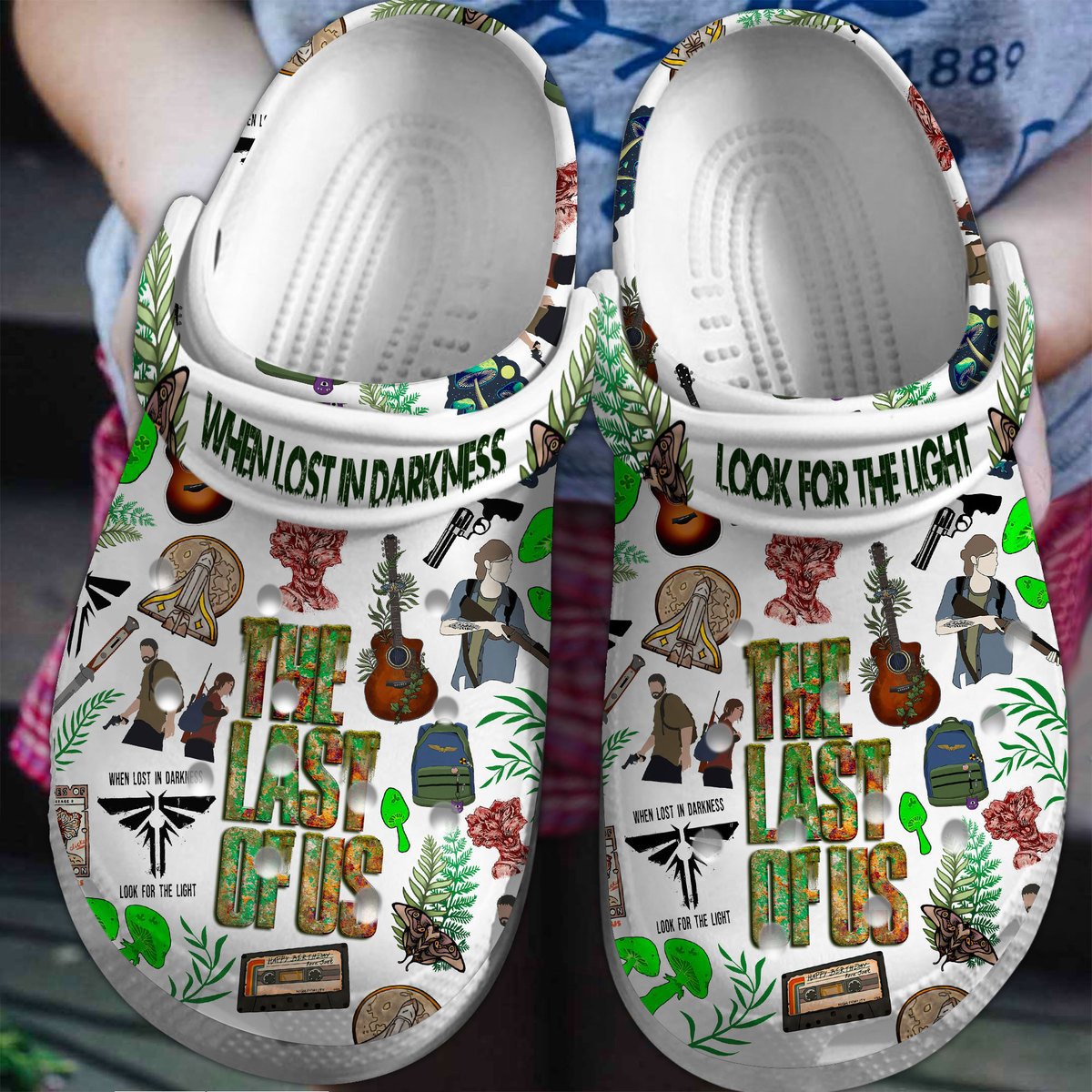 Footwearmerch The Last Of Us When Lost In Darkness Look For The Light Game Crocs Crocband Clogs Shoes Comfortable For Men Women and Kids