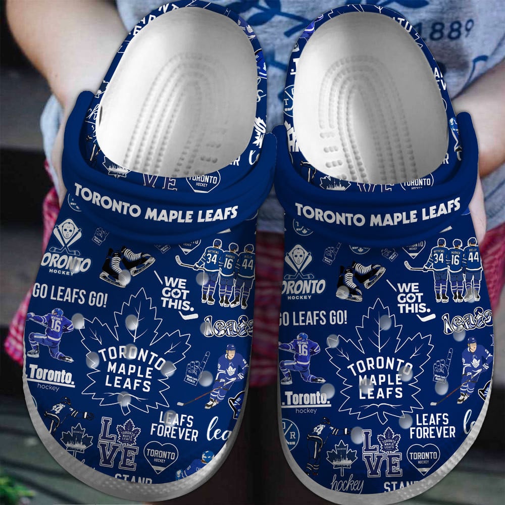 Footwearmerch Toronto Maple Leafs Ice hockey team NHL Sport Crocs Clogs Crocband Shoes Comfortable For Men Women and Kids