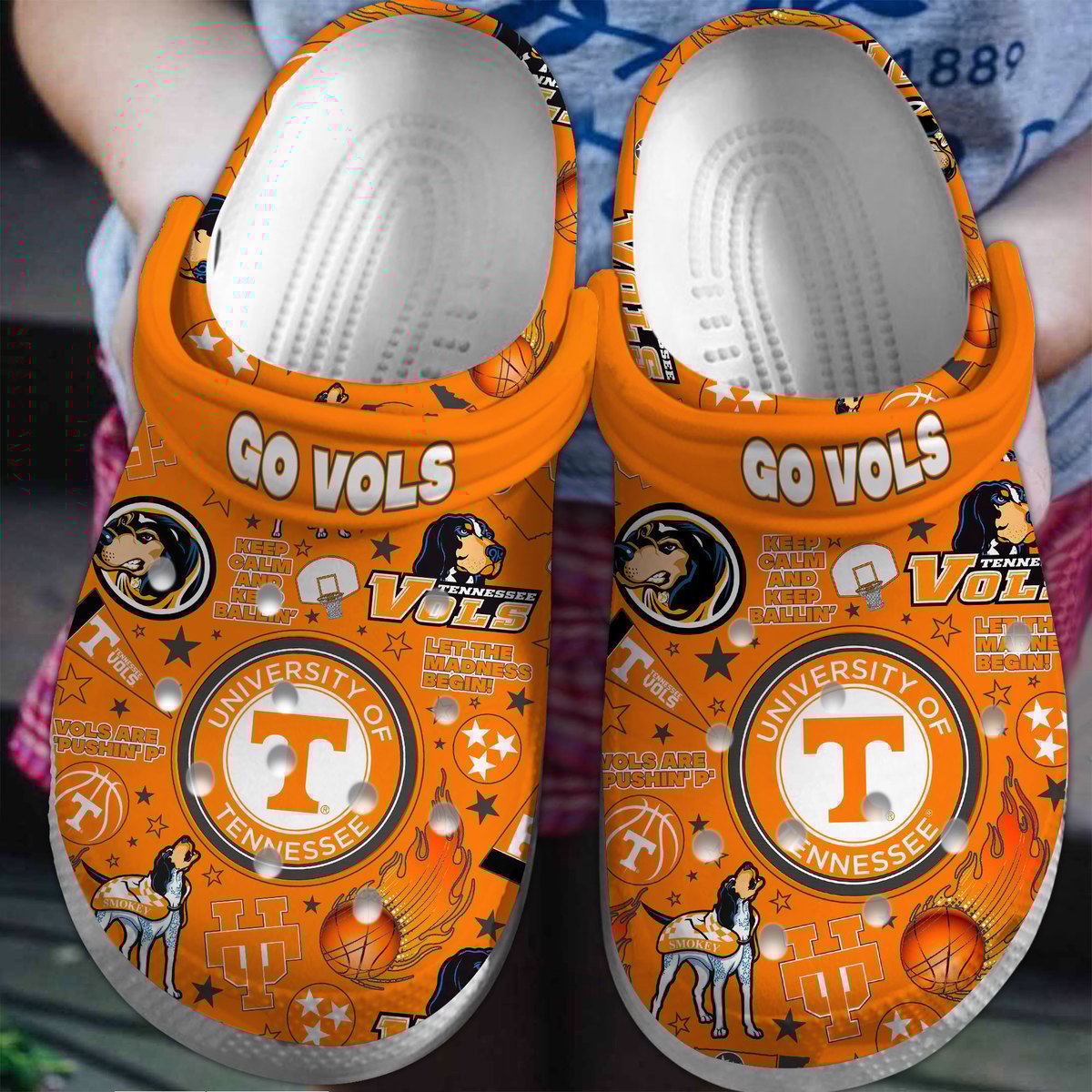 Footwearmerch Tennessee Volunteers NCAA Sport Crocs Clogs Crocband Shoes Comfortable For Men Women and Kids