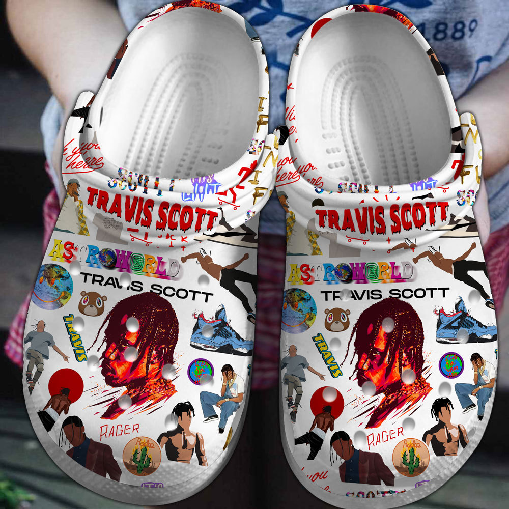Footwearmerch Travis Scott Rapper Music Crocs Crocband Clogs Shoes Comfortable For Men Women and Kids