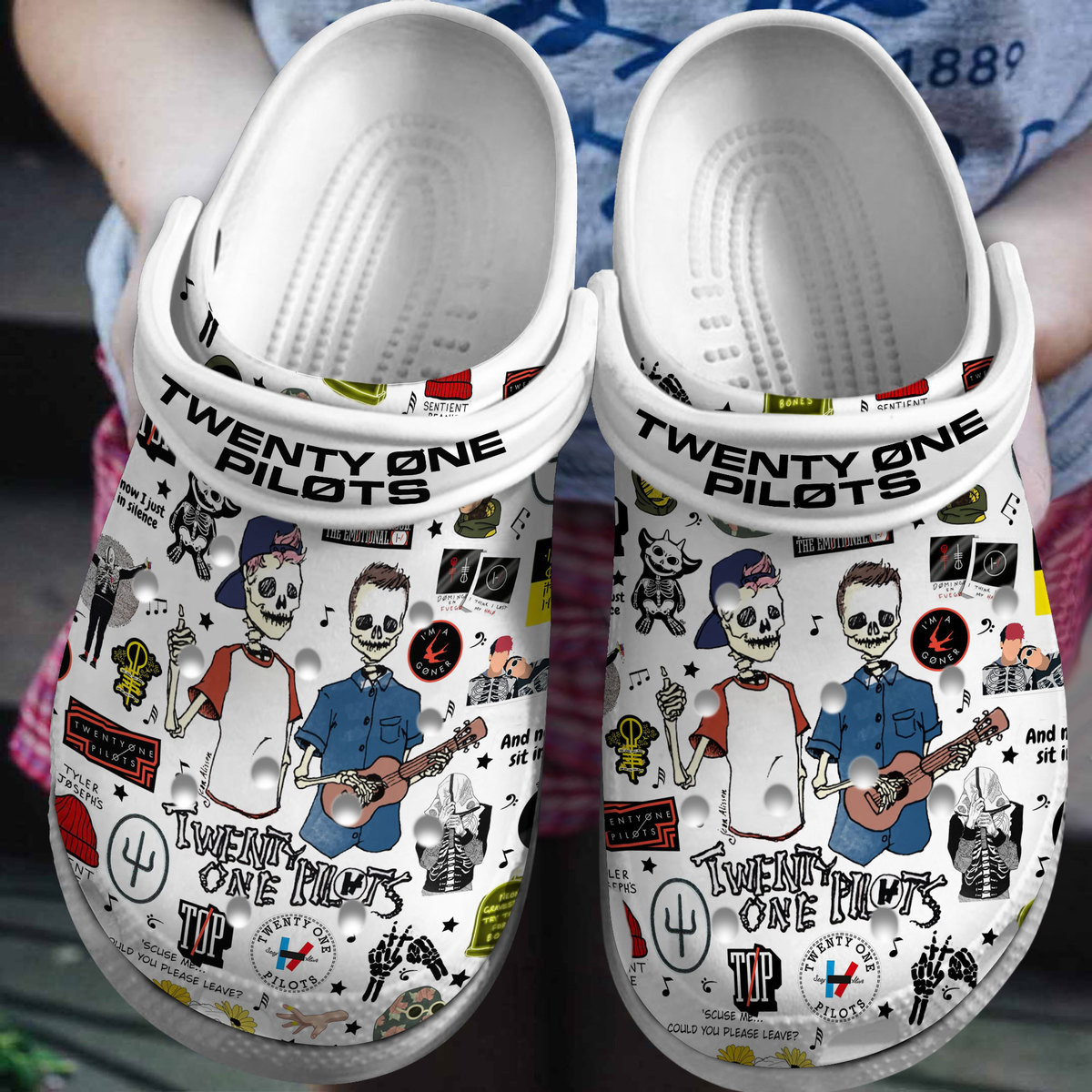 Premium Twenty One Pilots Music Crocs Crocband Clogs Shoes Comfortable For Men Women and Kids