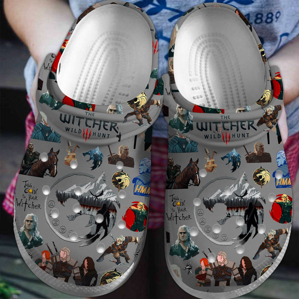 Footwearmerch The Witcher Wild Hunt Game Crocs Crocband Clogs Shoes Comfortable For Men Women and Kids