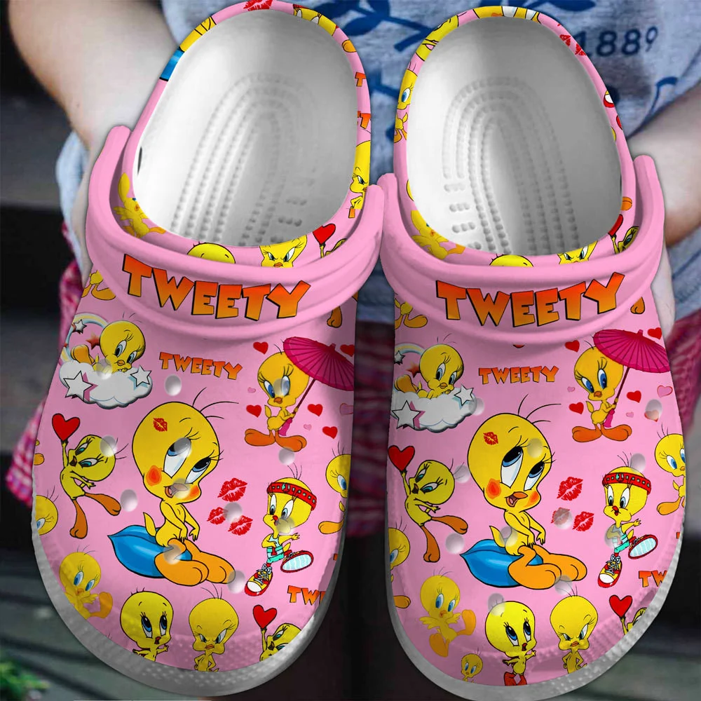 Footwearmerch Tweety Cartoon Crocs Crocband Clogs Shoes Comfortable For Men Women and Kids
