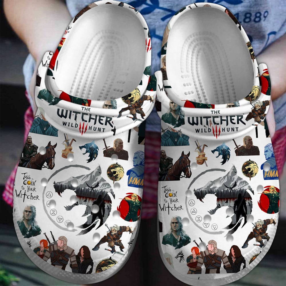 Footwearmerch The Witcher Wild Hunt Game Crocs Crocband Clogs Shoes Comfortable For Men Women and Kids