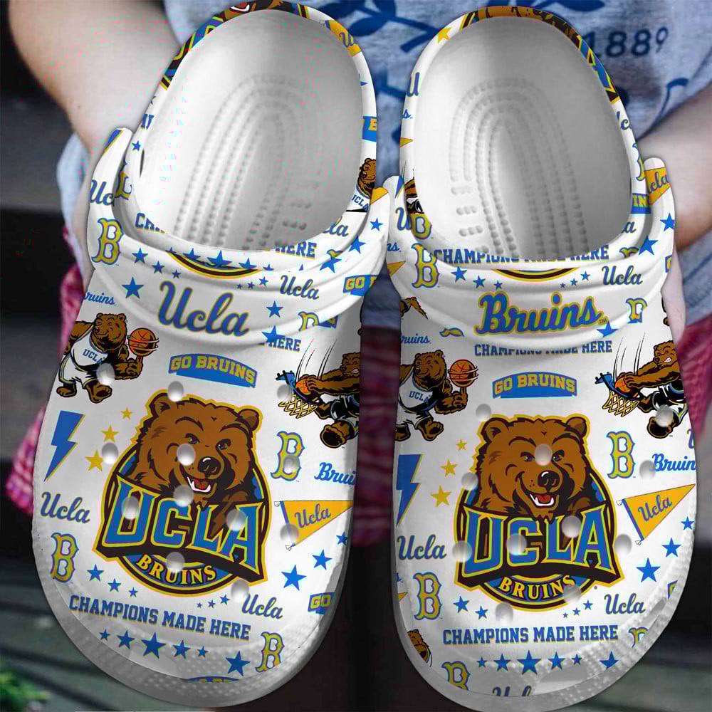 Footwearmerch UCLA NCAA Sport Crocs Clogs Crocband Shoes Comfortable For Men Women and Kids