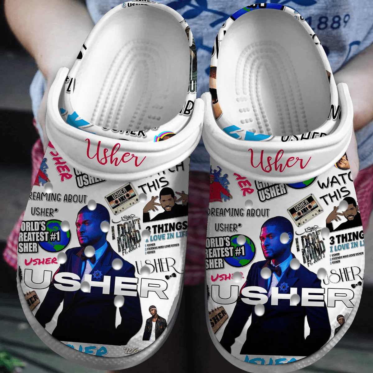 Footwearmerch Usher Singer Music Crocs Crocband Shoes Clogs Comfortable For Men Women and Kids