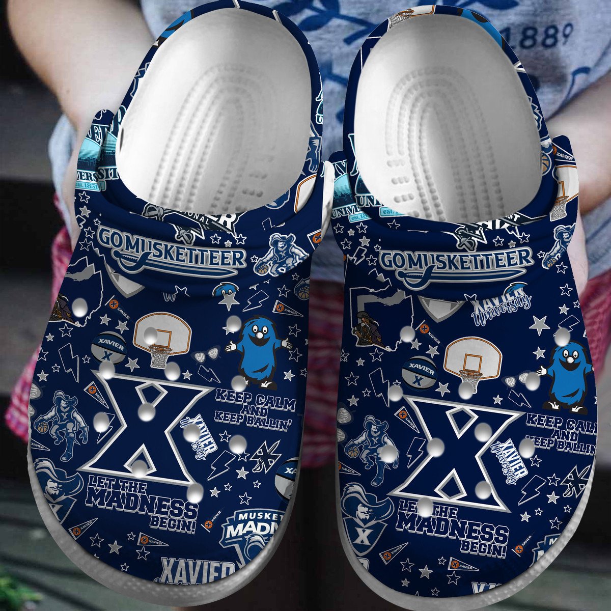 Footwearmerch Xavier Musketeers NCAA Sport Crocs Clogs Crocband Shoes Comfortable For Men Women and Kids